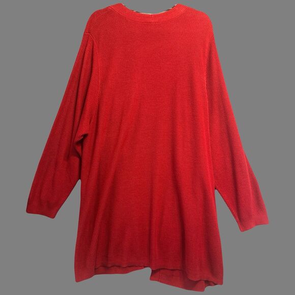 Torrid Open Front Cardigan Sweater Plus Size 5 5X Red Ribbed Knit Pockets Office - Picture 3 of 7